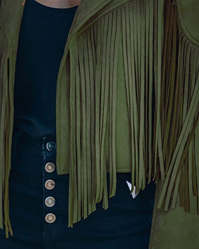 loveimgs Women Faux Suede Fringe Jacket Western Tassel Cropped Jacket Biker Motorcycle Leather Jacket4