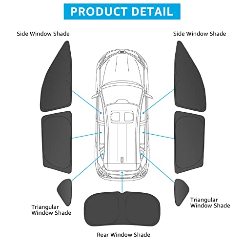 Image of Proadsy 2025 Upgrade Window Shades for Rav4 2019-2024 2025 Side Windows Rear Windshield Triangular Window Sunshade for Baby /Camping Sun UV Rays and Privacy Protection Set of 7