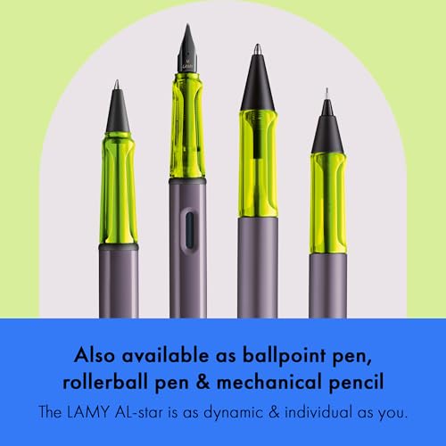 Image of Lamy AL-star Aubergine Fountain Pen with Polished Steel Nib in Line Width F | Lamy Fountain pen with ergonomic grip - lightweight aluminium housing - incl. LAMY T 10 blue ink cartridge - right handed