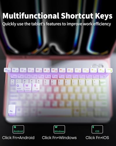 Backlit Keyboard Mouse Case for Samsung Galaxy Tab S10 Lite/S10 FE (2025)/S9 FE/Tab S9 (2023)/Tab S8 (2022)/Tab S7 (2020) 10,9-11-inch,with Wireless Bluetooth British Layout Keyboard and Mouse Pink - Image 4