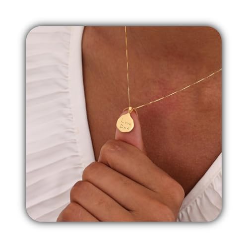 Collier ovale avec pendentif écriture manuscrite pour Noël et Fête des Mères