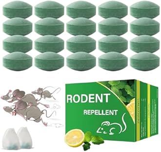 Mouse Repellent, 20 Pack Peppermint Oil Mouse and Squirrel Deterrent for Indoor-Outdoor, Rat Poisoning for Inside Home, Natural Repellent to Keep Rodents Out of Car, Rat Controller Pills