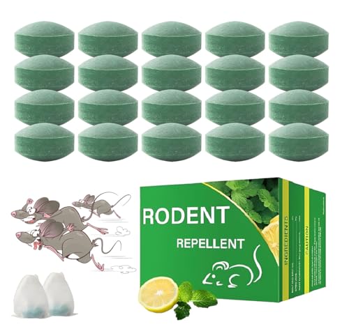 Mouse Repellent, 20 Pack Peppermint Oil Mouse and Squirrel Deterrent for Indoor-Outdoor, Rat Poisoning for Inside Home, Natural Repellent to Keep Rodents Out of Car, Rat Controller Pills