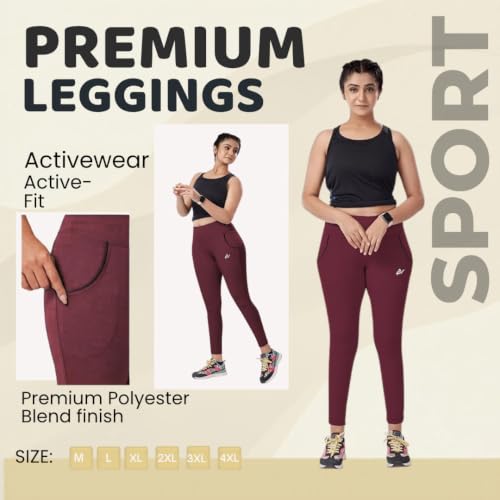 Image of Nexsus Appparels Stretchable Gym Pants for Workout : The Ultimate Yoga Pants | Gym Wear for Woman | Gym Tights for Women with Side Pockets | Available in Plus Size's