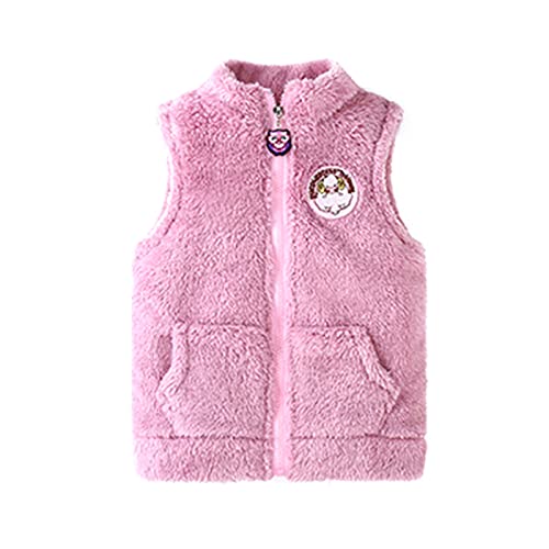 Kids Girls Polar Fleece Vest Stand Collar Zipper Jacket Coat Waistcoat Vest Winter Thick Warm Outerwear