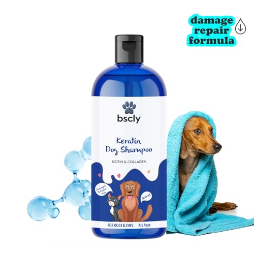 Image of Bscly Keartin Dog Shampoo + Paw Cream - Ticks & Fleas Prevention, Enriched with Aloe & Coconut Oil, Ph Balanced Dog Shampoo, Heals Skin, Suitable for Pomeranians to Golden Retrievers Pack of 2