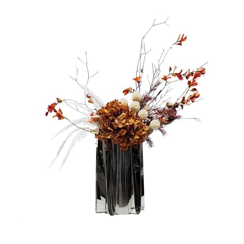 WFchenj222-6 Flores Artificiales en jarrones Floristería de Metal de Lujo, luz Simple, Flores secas, arreglo de Flores de simulación, centros de Mesa de Hotel, Adornos Decoración de Mesa