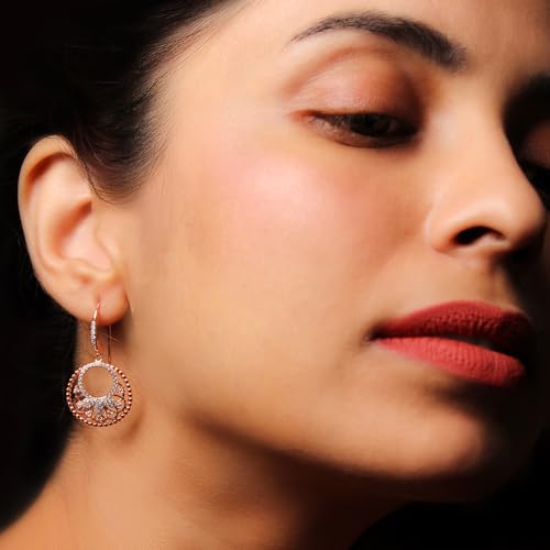 GIVA 925 Silver Rose Gold Crescent Affair Earring | Gifts for Girlfriend, Gifts for Women and Girls | With Certificate of Authenticity and 925... - Image 3