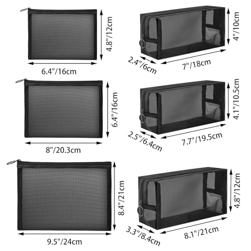 pouch,Mesh Cosmetic Bag Portable Makeup Pouch Travel Toiletry Bag for Makeup Organizer Home Office Travel Accessories,6 Pieces Mesh Makeu2