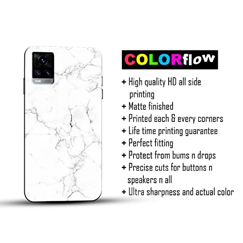 Image of COLORflow Back Cover Compatible with Vivo V20 | Beautiful White Marble | Designer Printed Hard CASE Bumper Back Cover Compatible with Vivo V20