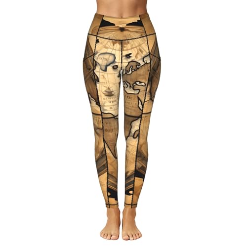 Leggings de gimnasio con mapa antiguo mallas de running para mujer 2