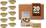 100% Pure Virgin Brass Diwali Diya Indian Pooja Oil Lamp - Golden Engraved Design 2.5 Inch. Deepawali Diya/Tea Light Holder/Christmas Decoration. Traditional Oil Lamp (20PC).Indian Gift Items.