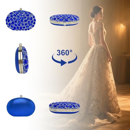 Image of Sparkling Crystal Diamond Women's Rhinestone Clutch Purse with Round Pearl Clasp