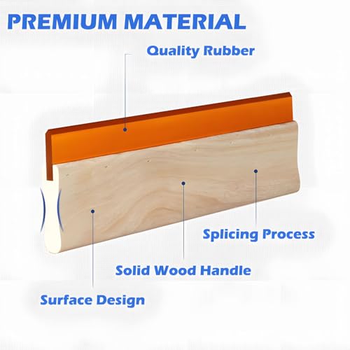 Banfluxion Screen Printing Squeegee 75 Durometer Wooden Ink Scraper 18” L x 5.2”W Oilness Squeegee with Rubber Blade and Wood Handle Screen Printing Tool