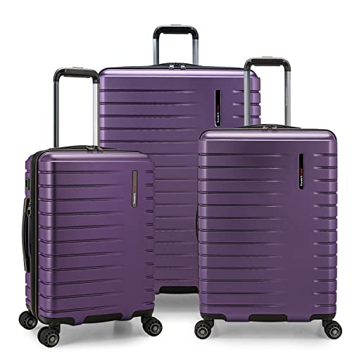 Image of Traveler's Choice Archer Polycarbonate Expandable Luggage with Spinner Wheels, Dark Purple, 3-Piece Set