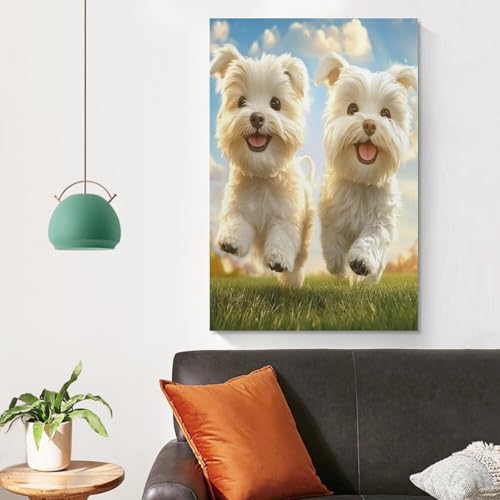 Cuadro en lienzo de terrier blanco Westie decorativo de 50x75 cm para pared 4