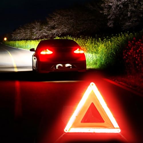 Image of KAFEEK Reflective Warning Triangle for Vehicles, Emergency Warning Triangle Roadside Safety Triangle Kits, Day and Night Visibility for Car Breakdowns, Accidents, Fog Rain, 6-Pack