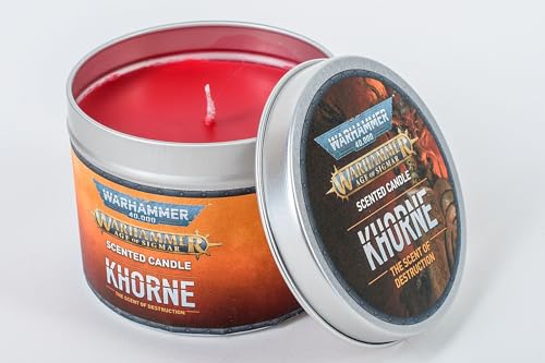 Warhammer 40,000 Chaos Gods Khorne Candle – Red Scented Candle with Rich, Bold Fragrance – Perfect for Warhammer Fans, Gamers, and Collectors – Great Gift for Gaming Room Decor