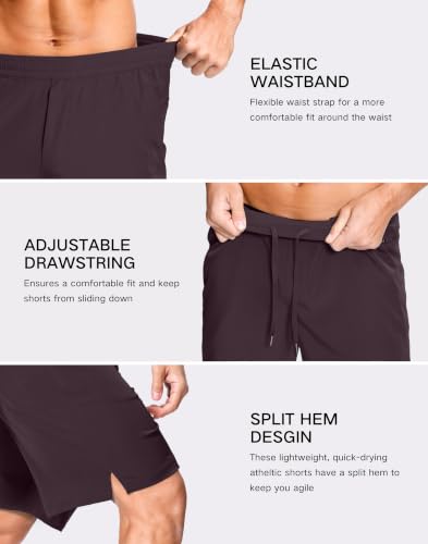 Image of GGJ Men's Lightweight Athletic Shorts with 2 Zipper Pockets 7 inch /9 inch /5 inch Gym Workout Running Quick Dry Tennis Shorts for Men