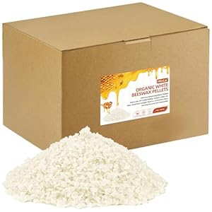 MicCai White Natural Beeswax Pellets 5LB, Organic Beeswax, Beeswax for Candle Making, Body, Skin Care DIY, Lip Balm, Soap and Lotion Making Supplies