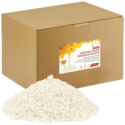MicCai White Natural Beeswax Pellets 5LB, Organic Beeswax, Beeswax for Candle Making, Body, Skin Care DIY, Lip Balm, Soap and Lotion Making Supplies by MicCai - Used condition - US$21.03