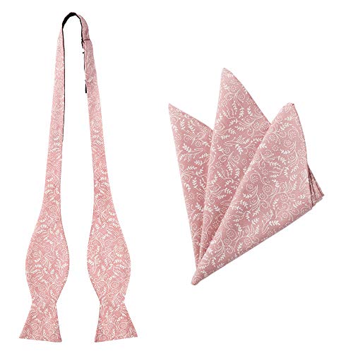 Jacob Alexander Matching Men's Floral Self-Tie Bow Tie and Hanky Set -Dusty Rose