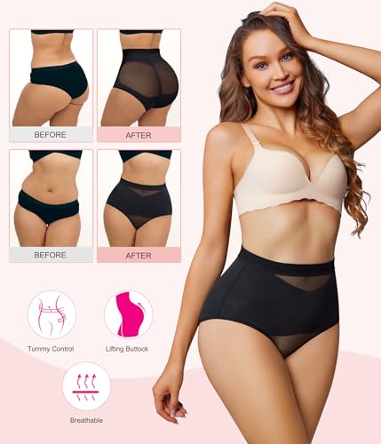 Image of Nebility 2 Piece Tummy Control Shapewear Butt Lifting Underwear for Women Lower Belly Waist Trainer Seamless Faja Body Shaper