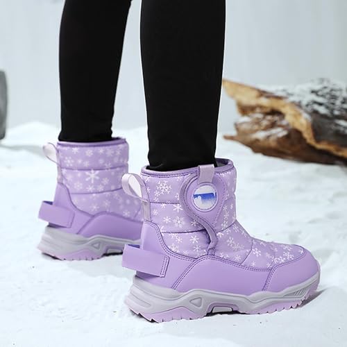 Boys Girls Wnter Snow Boots F𝐮lly F𝐮r Lined Warm Outdoor Hiking Shoes 𝐖aterproof Anti-Slip Kids Toddlers Snow Boots3
