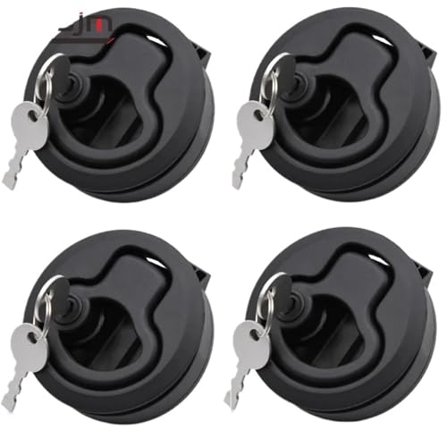 Black 2inch Round Flush Pull Slam Latch Lift Slam Latch Hardware with Lock Key Kit 4Pcs(2PCS a lot)
