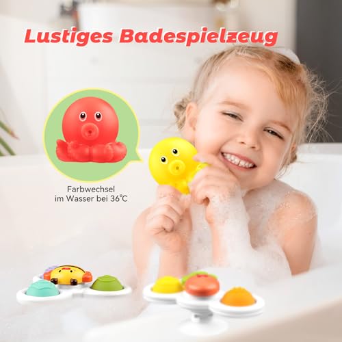 ECHOCUBE Saugnapf Spinner Spielzeug, 3 Stück Pädagogisches sensorisches Spinner-Spielzeug als Geburtstagsgeschenk, Saugnapf Spinner Badespielzeug für Jungen und Mädchen