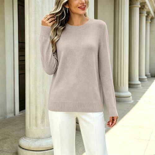 Camel Sweater for Women Knit Crewneck Ribbed Long Sleeve Pullover Tops - image 4