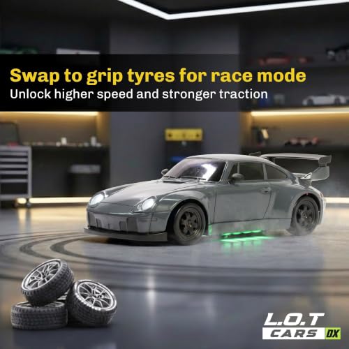 Image of L.O.T TOYS Flare Premium RC Drift Car | 4WD 20Kmph with Boost Mode, 2.4Ghz Long Range Remote, Hard Shell Body, LED Headlights, Race-Ready Build (Burnout Grey)
