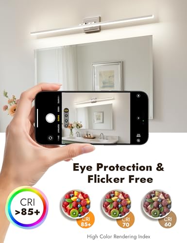 Image of NIORSUN 48 Inch Modern Bathroom Light Fixture, 30W 5CCT Dimmable LED Chrome Bathroom Vanity Lights Over Mirror, Vanity Lights for Bathrooms Restroom Mirror- ETL Certified