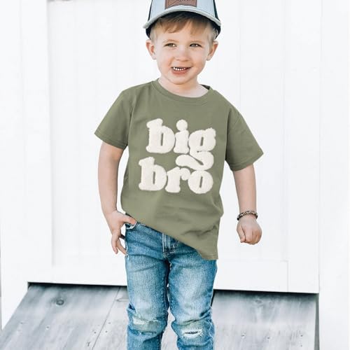 SOFEON Big Brother Shirt Toddler Baby Boy Big Bro Chenille Patch Letter T-Shirt Announcement Tees Summer Short Sleeve Top2