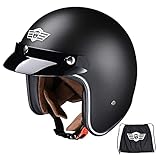 AHR RUN-O5 3/4 Open Face Motorcycle Helmet Vintage Retro Moped Helmet with Visor for Men Women,...