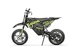 Nitro Motors Eco Lucky Fun 1000W 36V Mini Kinder Dirtbike 10 Zoll Elektro Crossbike LED Drossel Ladeanzeige Zündschloss (Grün)
