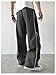 GORGLITTER Men's Letter Wide Leg Baggy Sweatpants Y2k Hip Hop Fashion Track Pants Dark Grey Large