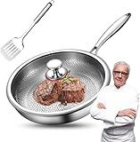 frigideira 28 cm antiaderente ceramica titanio titanium 【Superficie martillada antiadherente natural】¡No necesita recubrimientos dañinos! La exclusiva superficie de titanio martillado libera los alimentos de forma natural, creando un efecto visual impresionante. Disfrute de una limpieza sin esfuerzo y una cocina más saludable con este diseño innovador.
