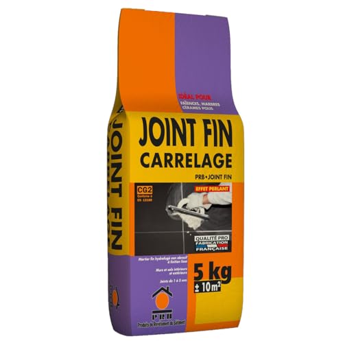 Joint de Carrelage Fin Gris Clair 5kg - Finition Esthétique, Haute Résistance à l’Eau et à l’Abrasion - Intérieur/Extérieur, Murs et Sols