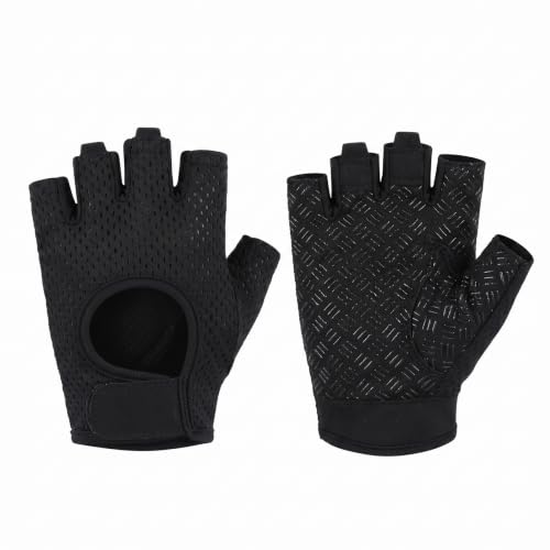 PBAFTY Guantes Gimnasio Hombre y Mujer para Pesas y Musculación, Guantes Gym Transpirables con Agarre Antideslizante, Guantillas para, Fitness, Calistenia y Entrenamiento, 1 Par, Negro M