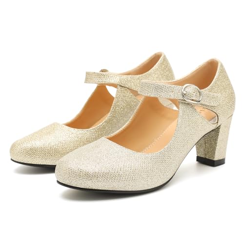 Women's Low Block Chunky Heels Pumps Mary Janes Vintage Cutout Round Toe Retro Hollow Out Shoes2