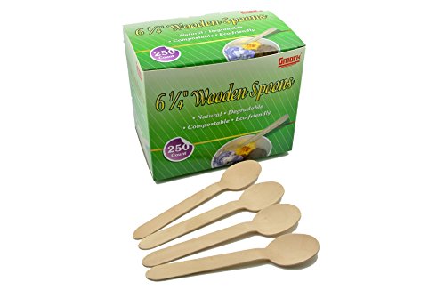 Gmark 250 ct Wooden Spoons, 6.25" Length Paper Box Package - No Plastic
