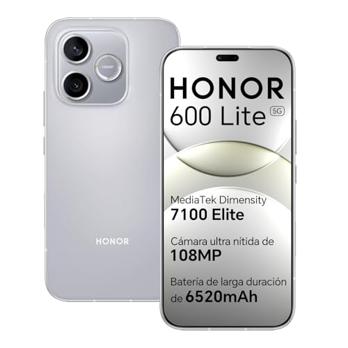 HONOR 600 Lite 5G Smartphone, Pantalla AMOLED 6.6' 120Hz, Cámara AI 108MP, Batería 6520mAh, 8GB+256GB, Resistente al Agua IP66, Móvil Libre Android 16 (Velvet Green, 256, GB, GB, 8)