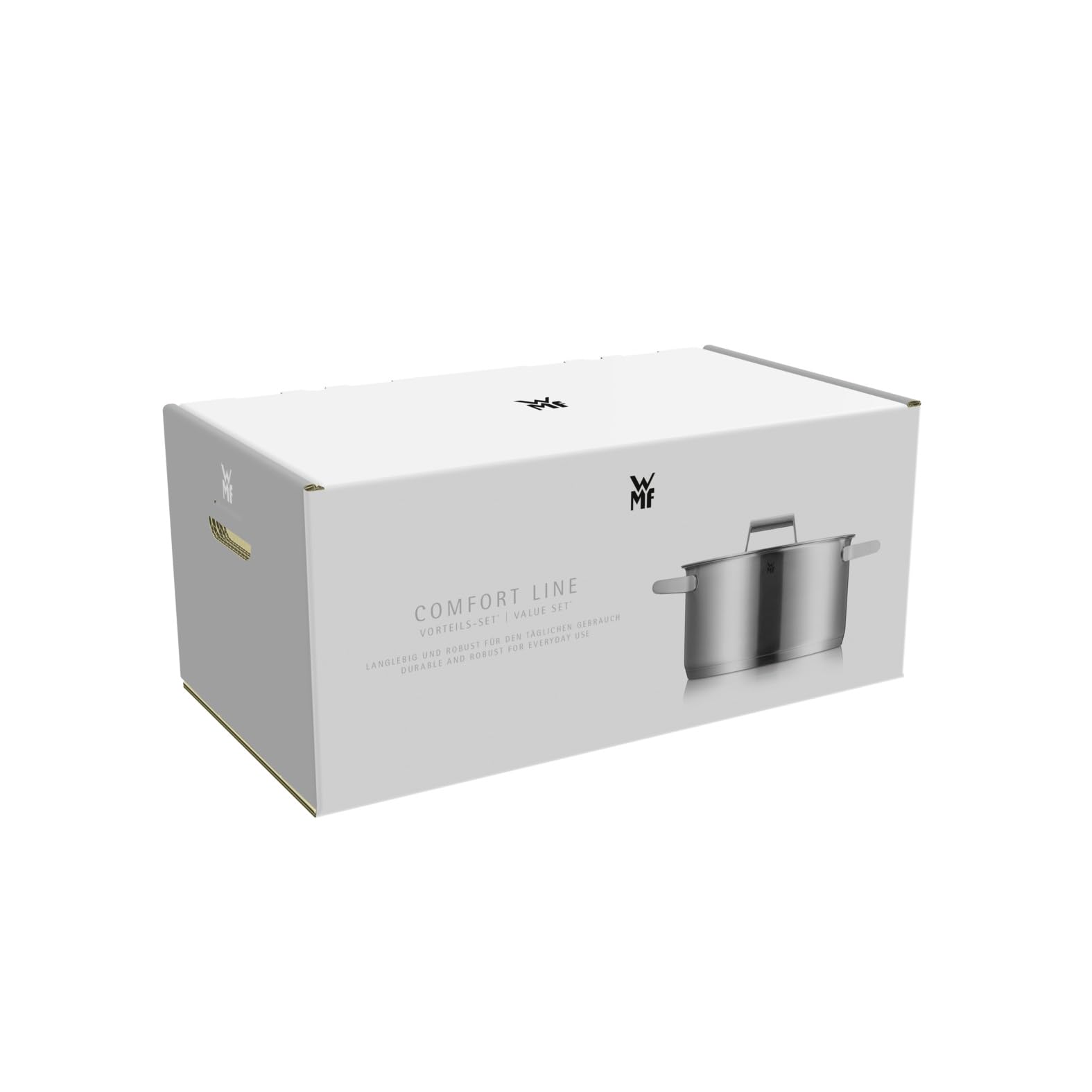 WMF Comfort Line Topfset Induktion 5-teilig, Kochtopf Set mit Glasdeckel, Cromargan Edelstahl mattiert, Skalierung, Induktions Töpfe Set stapelbar, unbeschichtet