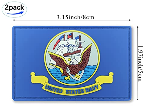 Qqsd Us Navy Flag Patch Tactical Military Patch - Pvc Hook And Loop Fastener Patch, 2 Pack #TOP2