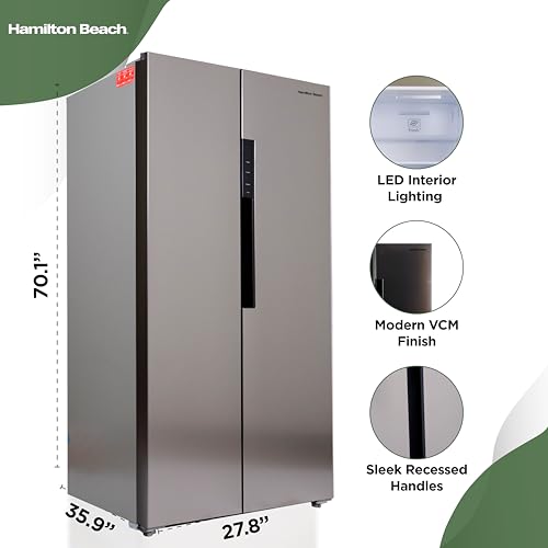 Hamilton Beach HBF1558 15.6 cu ft Counter Depth Full Size Refrigerator, Side Doors, Stainless - Image 4