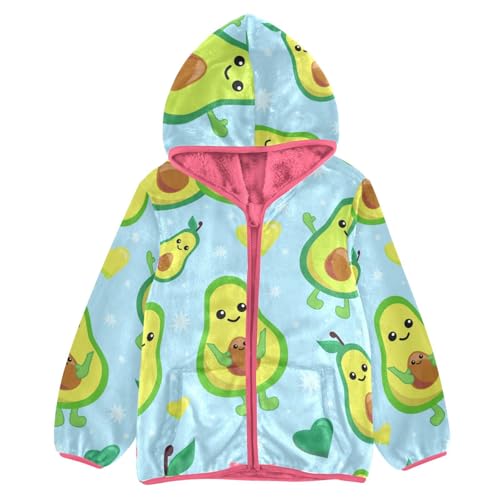 OTVEE Cartoon Avocado Fruits Kids Hoodie Jacket Fall Spring Full Zip Warm Outwear Coat
