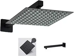 Chuveiro Ducha 20x20 Inox Preto Fosco Suporte Parede Quadrado Luxo Banheira Area Externa Piscina Banheiro