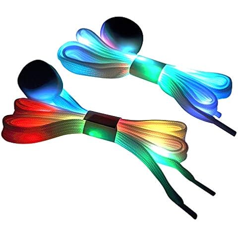 KINMINGZHU Shoelaces Light Up Laces, 3 Modes 7 Colors Flashing Colorful Shoestrings for Night Party(White) Cover