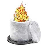 Royxen Tabletop Fire Pit with Lid Natural Marble Rubbing Alcohol Fireplace with Silicon Mat for Indo